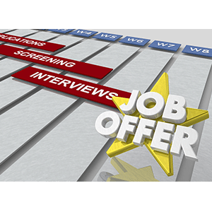 Image has gold star with overlay of words Job Offer.